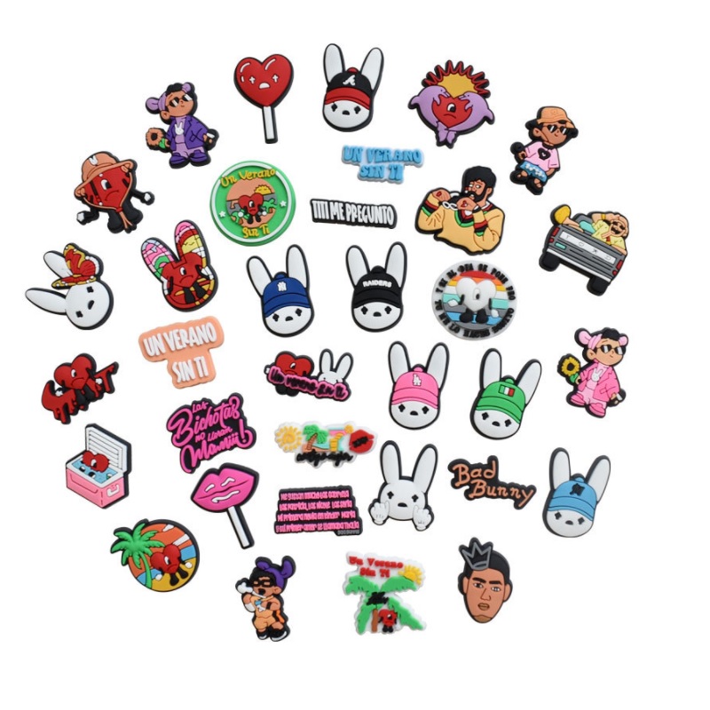 

Bad Bunny PVC Shoe Charms Accessories Shoes Buckle Decoration for Croc Jibz Kids Party Xmas Gifts