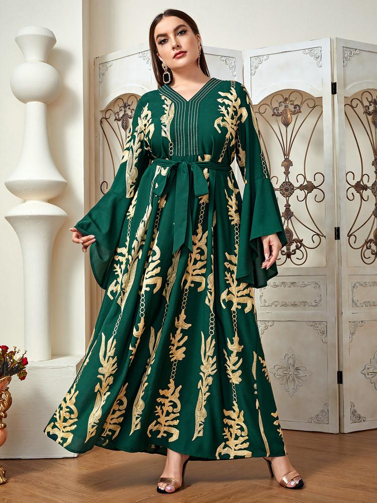 

Plus Size Dresses TOLEEN Oversize Evening 2022 Spring Green Long Sleeve Party Women Maxi Casual Elegant Muslim Festival Clothing