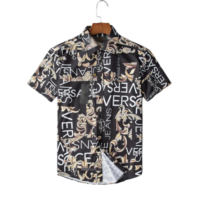 

graphic shirts for men trendy Lapel summer outdoor loose fashion letter Striped Printed button down short sleeve beach party style209D, Customize