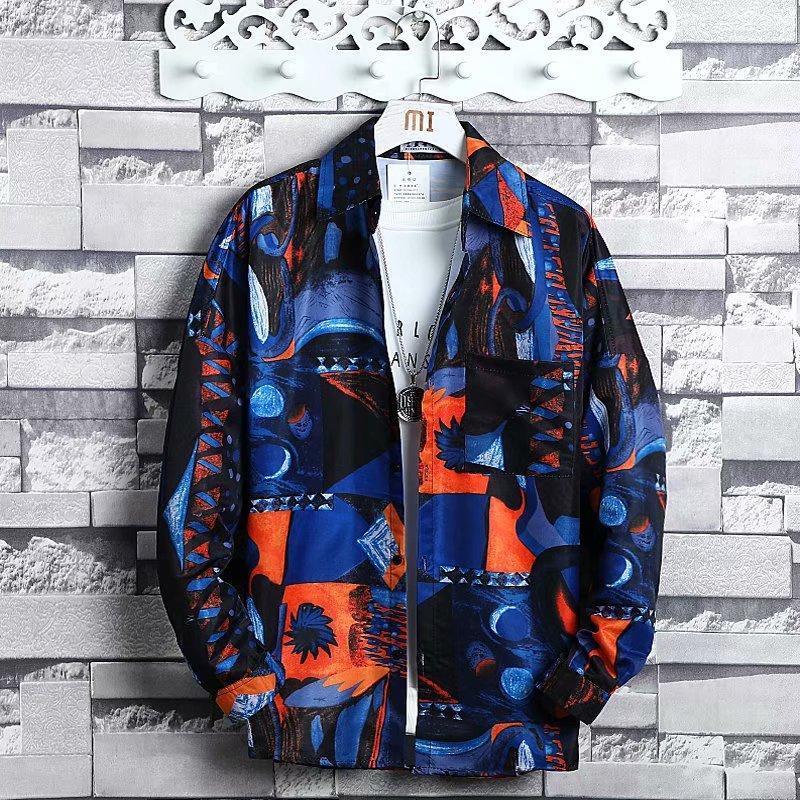 

Men's Casual Shirts Summer Men's Fashion Trend Japan Style Streetwear Long Sleeve Men Harujuku Clothing Graffiti Tops ShirtMen's Eldd22, Black