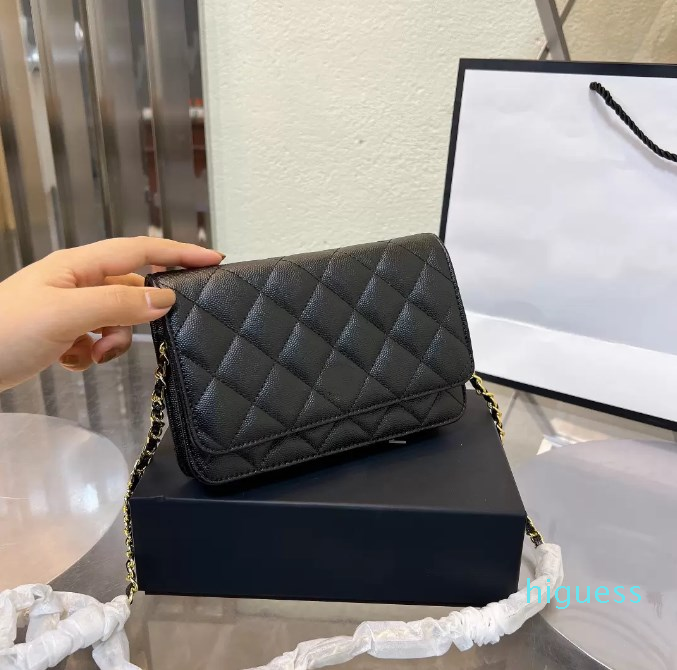 Sac à rabat matelassé classique pour femmes, sac à bandoulière de luxe avec chaîne, bourse en cuir véritable, 2022
