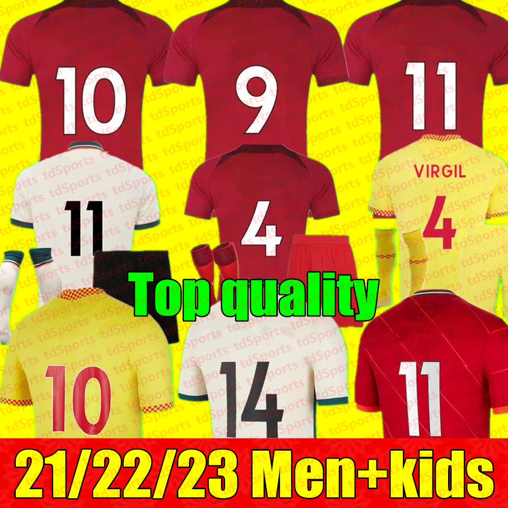 

21 22 23 season home away 3rd RED YELLOW soccer jerseys 2022 2021 2023 Mohamed Diogo Luis DIaz football shirts men kids kits uniforms Women, Kids 3rd+socks
