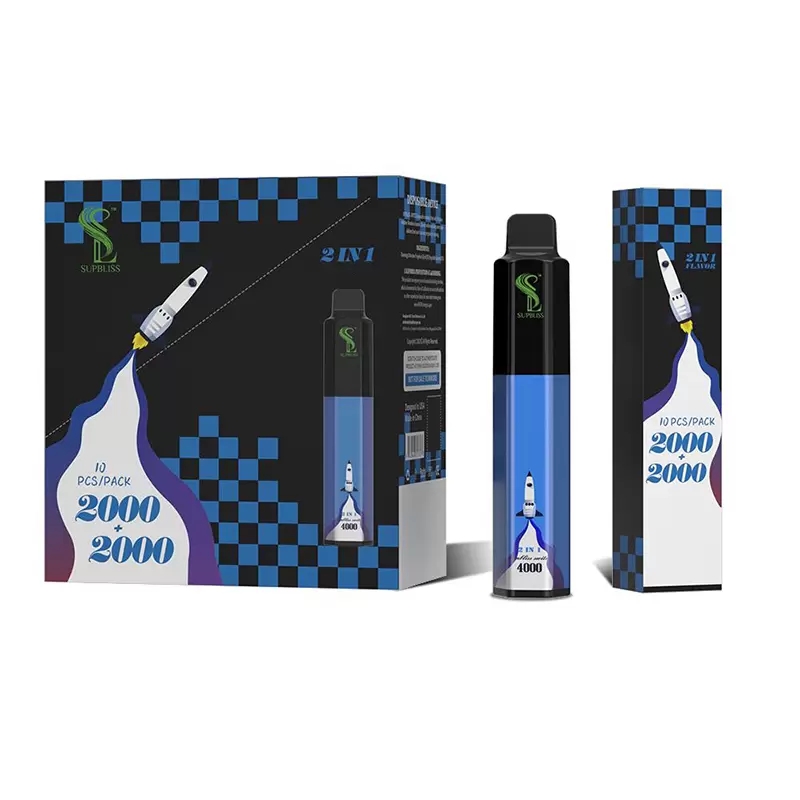 

Original Supbliss 4000 Puffs Disposable Vape Electronic Cigarettes 10ml 5% Pod 650mAh Rechargeable Battery Switch Duo Vaporizer Rich Vapor Cloud 8x2 Colors