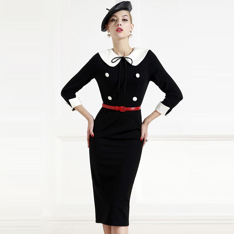 

Casual Dresses Lightweight And Luxurious Dress With High-End Retro Style Short Sleeve 2022 Spring Autumn Hepburn Small Black SkirtCasual, Long sleeve
