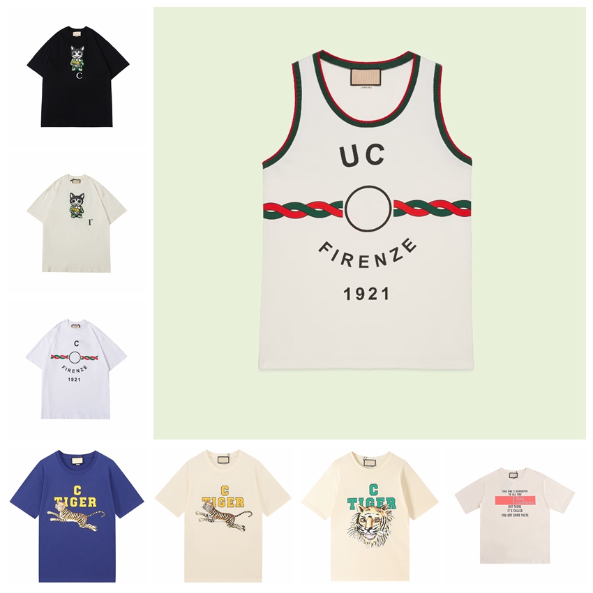 

5A+ designer luxurys men women T shirt Cotton jersey Firenze 1921 tank top Lady Tees tiger cat Tshirt