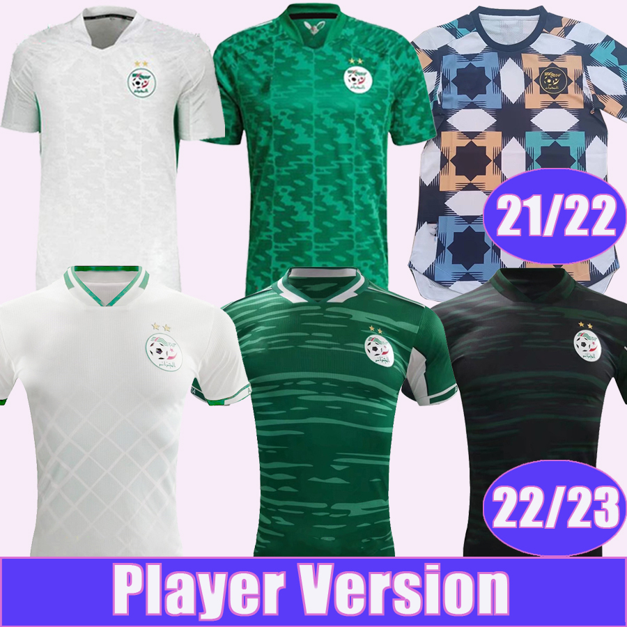 

2021 2022 Algeria Player Version Mens Soccer Jerseys MAHREZ FEGHOULI SLIMANI BENNACER ATAL Home Away 3rd Training Wear Football Shirt Uniforms, Qy8147 22 23 3rd world prelimi...y