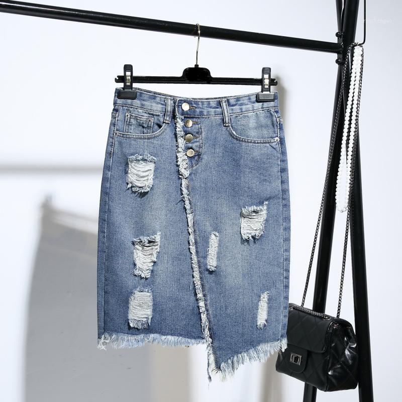 

Skirts 2022 Korean Women' Denim Skirt Larger -5xl Front Jeans And Back, Blue