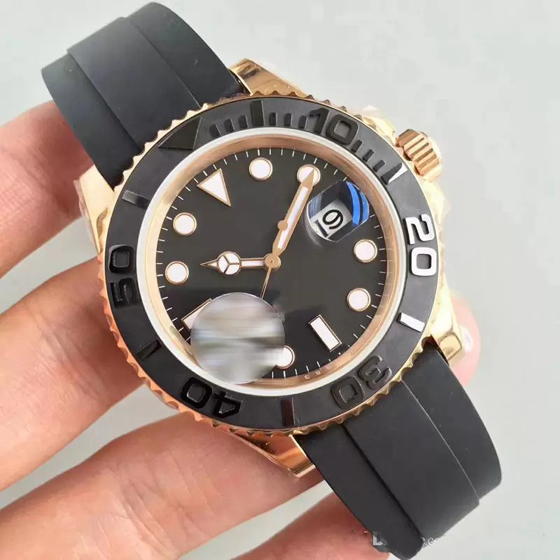 Montre 40mm Mens Bracelet En Caoutchouc Or Rose Mouvement Automatique Mécanique En Acier Inoxydable Hommes Montres Maître Homme Montre-Bracelet