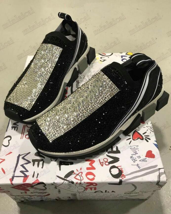 

Shoes Diamond Sorrento Strass Logo Womens Slip-On Stretch Crystal-Embellished Knit Sock Trainers Two-to Sneakers DGs''Dolc''Gabbanas ACB