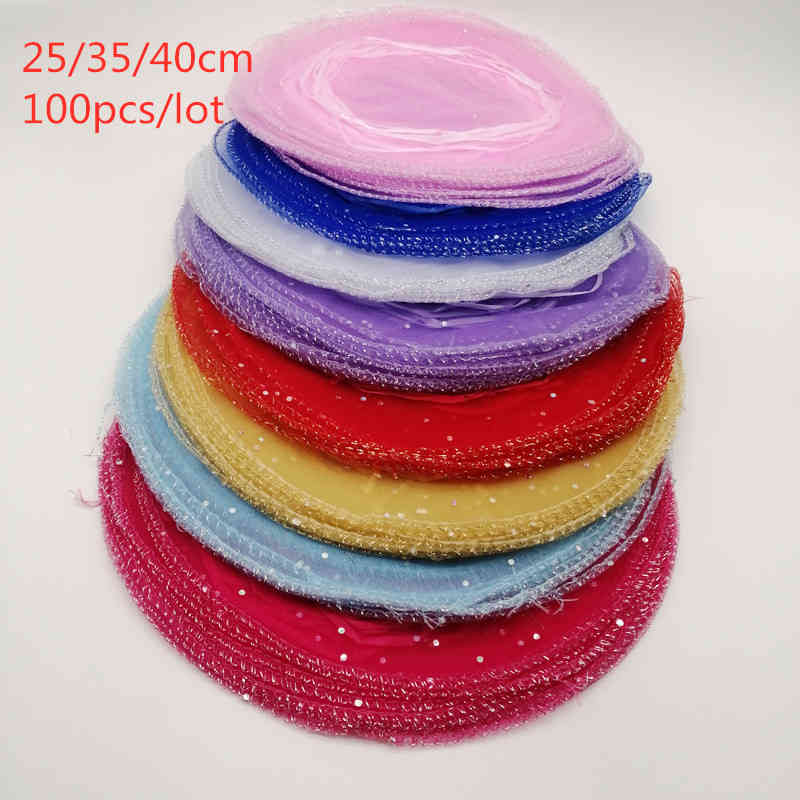 

100pcs Diameter 25cm/35cm/40cm Round Drawstring Organza s Jewellery Pouches Jewelry Packaging Display Bag