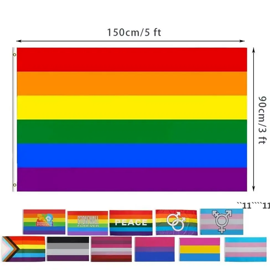 

12 Designs 3 5 Feet 90 150cm Rainbow Gay Pride LGBT Flag DHL Ship sxmy26