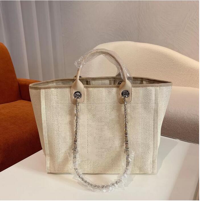 

The New fashion Classic Style Canvas Beach Shopping Bag Womens Luxury Designer Deauville Chain Totes Double Shoulder Large Capacity Party Gi, Box