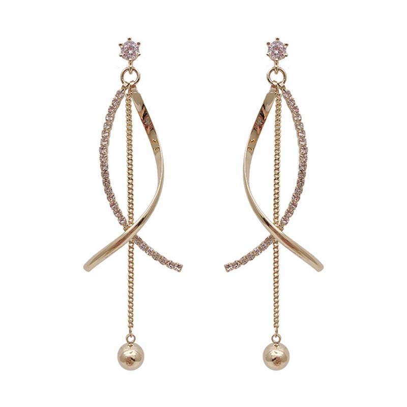 

Dangle & Chandelier Long Chain Tassel Pearl Earrings For Women Exquisite Geometric Earring Elegant Korean Crystal Wedding Pendant Bijoux Fem
