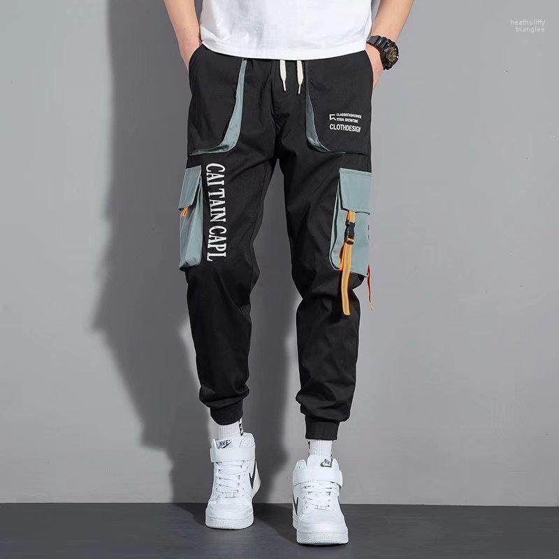 

Men's Pants Fashion Korean Men's Spring Autumn Streetwear Cargo Joggers Men Casual Clothing Elastic Waist PantsMen's Heat22, Black