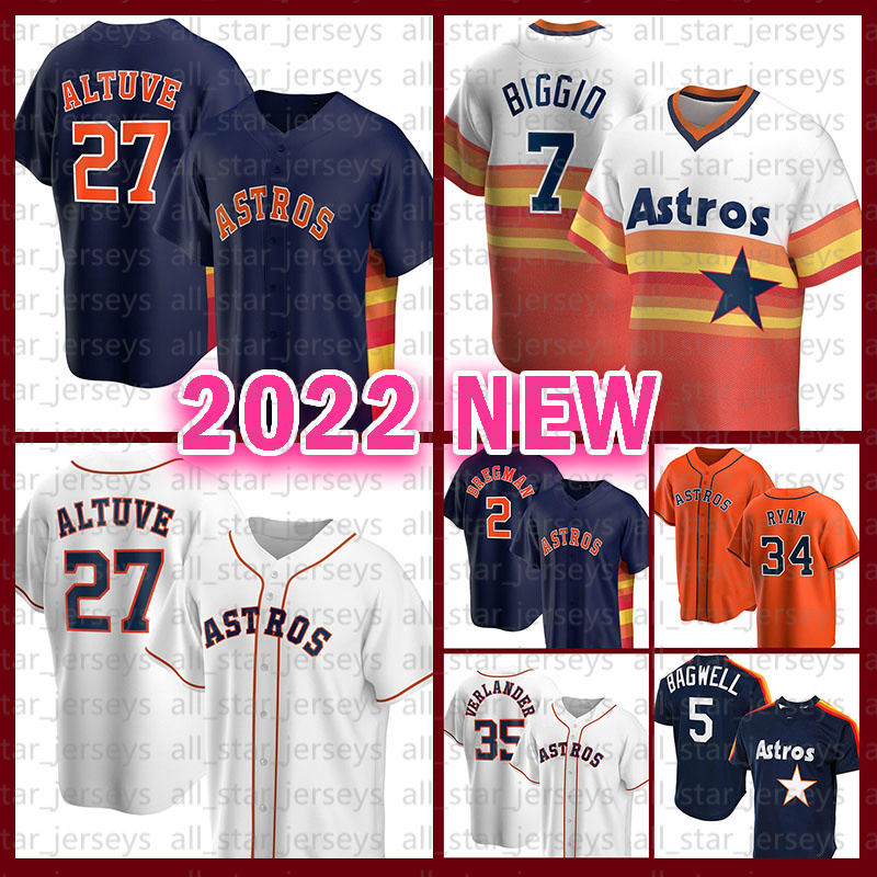 

27 Jose Altuve 7 Craig Biggio Baseball Jersey Houston 2022 Astros Alex Bregman Nolan Ryan Jeff Bagwell Justin Verlander Yordan Alvarez Carlos Correa Chas McCormick, Mens(taikongren)retro