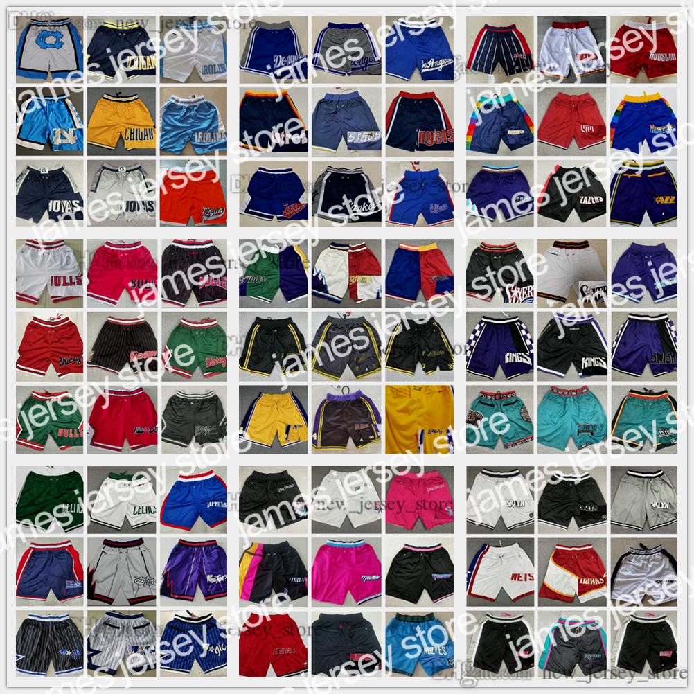 

James Just Don Team 2022 New Basketball Pocket Shorts Hip Pop Pant With Pockets Zipper Sweatpants Blue White Black Red Green Stitched Quality, Digital print shorts