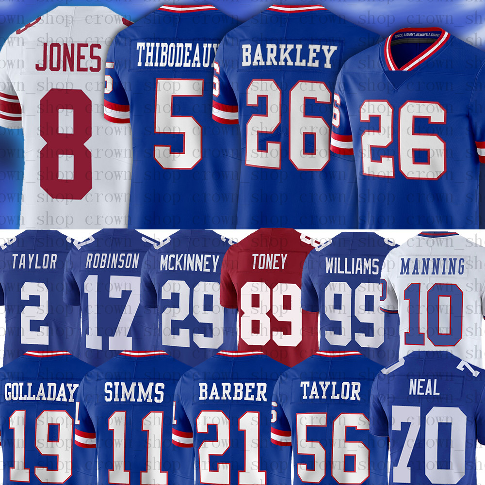 

26 Saquon Barkley Football Jerseys 8 Daniel Jones19 Kenny Golladay Kayvon Thibodeaux Kadarius Toney Tyrod Taylor Sterling Shepard Phil Simms Lawrence Taylor, Women(juren )