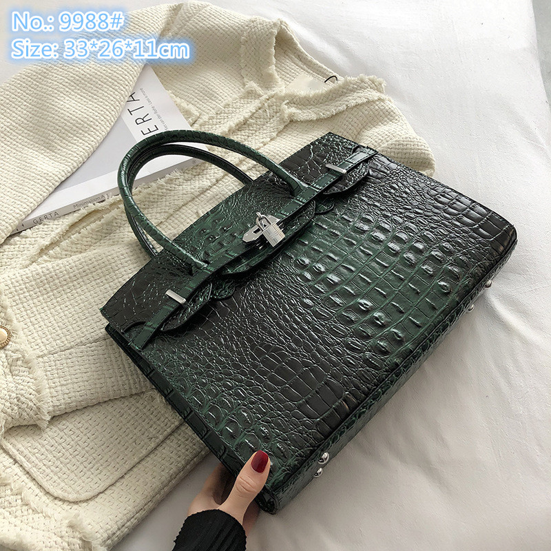 

Wholesale ladies shoulder bags elegant embossed leathers handbags large capacity solid color fashion tote bag simple atmosphere crocodile handbag, Red-9988#