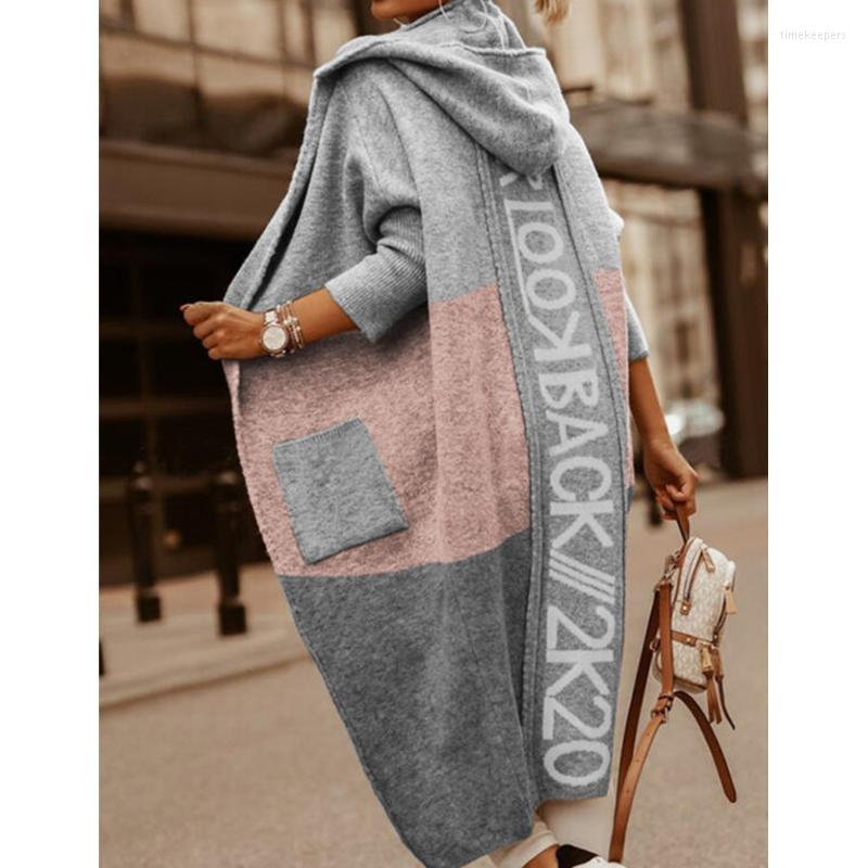 

Women' Knits & Tees Knitted Cardigan Women Hooded Letters Loose Sweaters Full Sleeves Fall Fashion Streetwear For WomenWomen' Time22, Dark grey