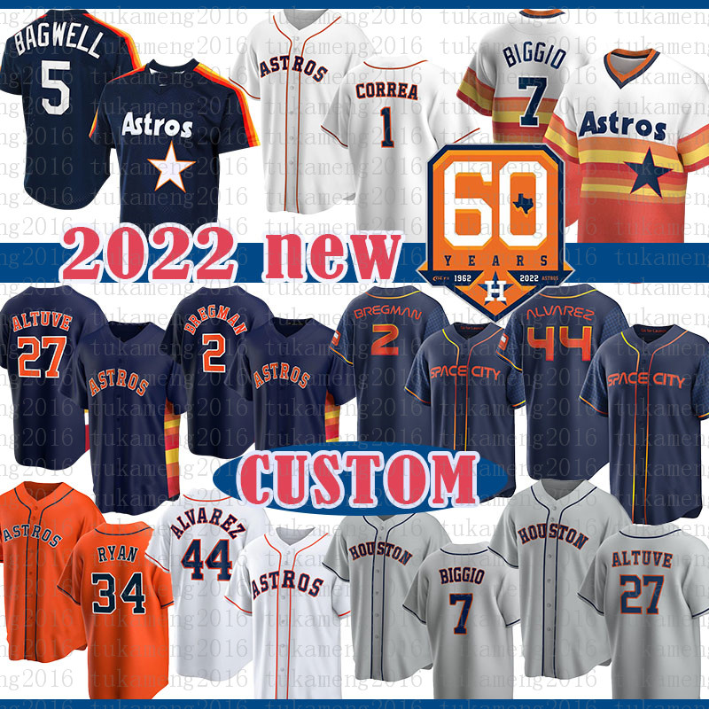 

27 Jose Altuve 44 Yordan Alvarez Houston Baseball Jersey Astros 60th Anniversary 7 Craig Biggio Mens 2 Alex Bregman 34 Nolan Ryan Jeff Bagwell Justin Verlander Correa, Patch+mens(size:m-3xl)taikongren