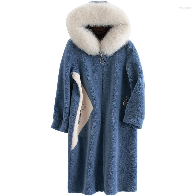 

Women' Wool & Blends 2022 Fault Code Even Hat Sheep Shearing Leather And Fur Long Fund Hair Lead Overcoat, M camel