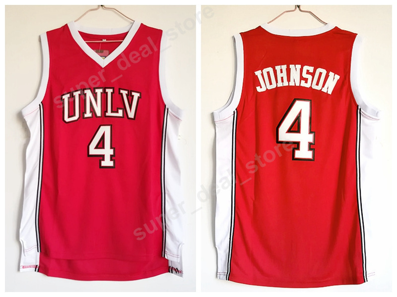 

UNLV Running REBEL Jerseys College Basketball Red 4 Larry Johnson Jersey Sport Stitched Uniforms Excellent Quality