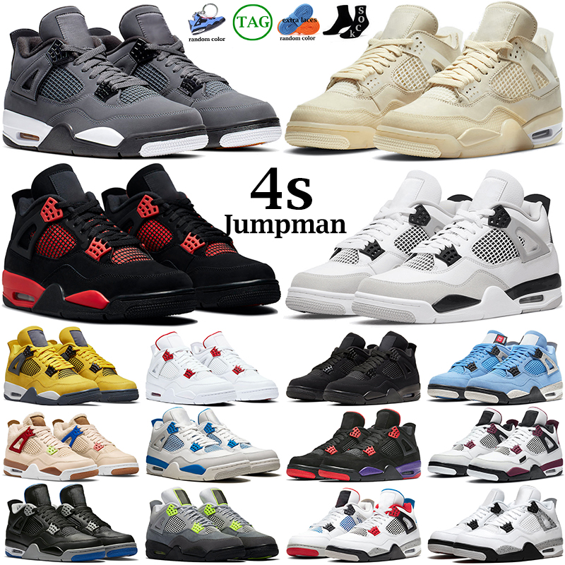 

basketball shoes for men women 4s jumpman Military Black Cat Red Thunder Sail University Blue White Oreo Cool Grey Tour Yellow Motorsports mens trainers sneakers, 37
