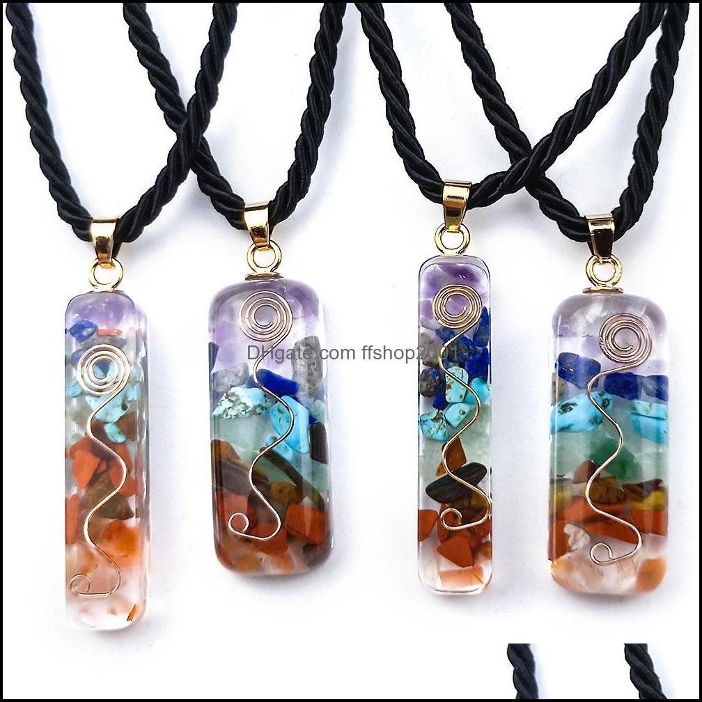 

Pendant Necklaces Reiki Healing Colorf Chips Stone Seven Chakra Orgone Energy Pendum Amet Orgonite Crystal Necklace Drop D Ffshop2001 Dhmuq