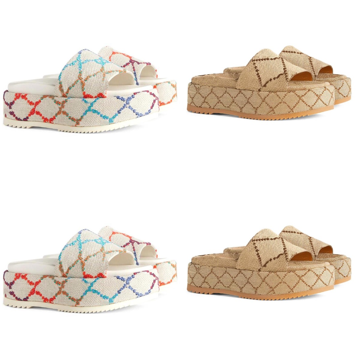 

Women's Platform Sandals Slippers Slide Fashion G Designer Luxury Flat High Heels Flip Flops Shoes Embroidered Platform Rubber Sandal, Color 28