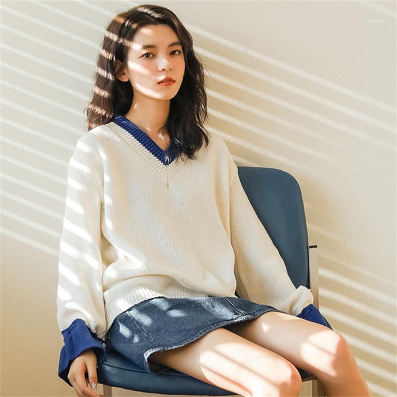 

Women's Sweaters 2022 Female Korean Cute Harajuku Casual Lace-up Knit Sweater Japanese Kawaii Ulzzang Punk Clothing For Women, Blue