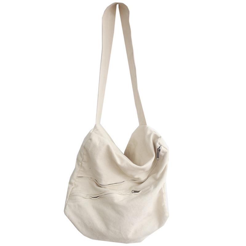 

Evening Bags Big Capacity Teenager Casual Canvas Messenger Bag Female Hip Hop Street School Size Daily Soft Cloth Slouchy Shoulder BagEvenin, Beige