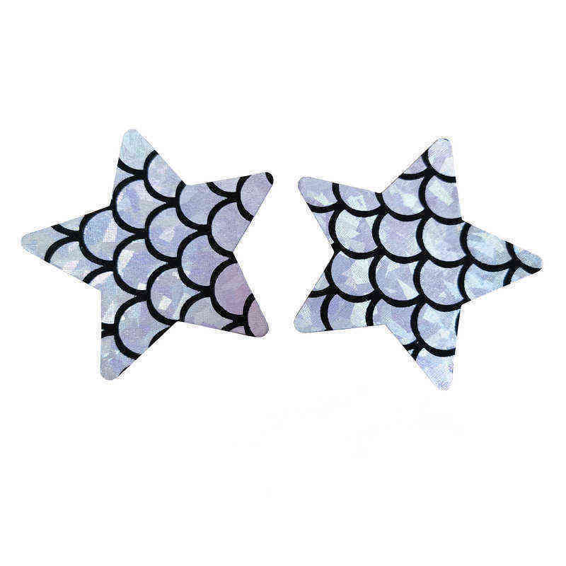 

Nxy Breast Pad Ultra Thin Fish Scale Colors Chest Sticker 50 Pairs Breast Pasties Nipple Cover Disposable Invisible Bra Adhesive 220610