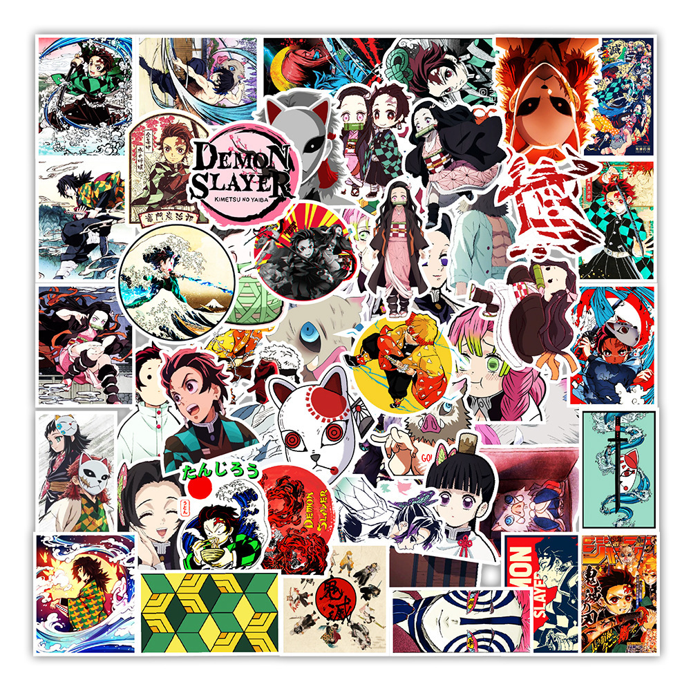 

New Sexy 50pcs Demon Slayer Anime comics Cartoon Stickers Decals DIY Bike Skateboard Fridge Laptop Kid Cool Graffiti Sticker Classic Toys