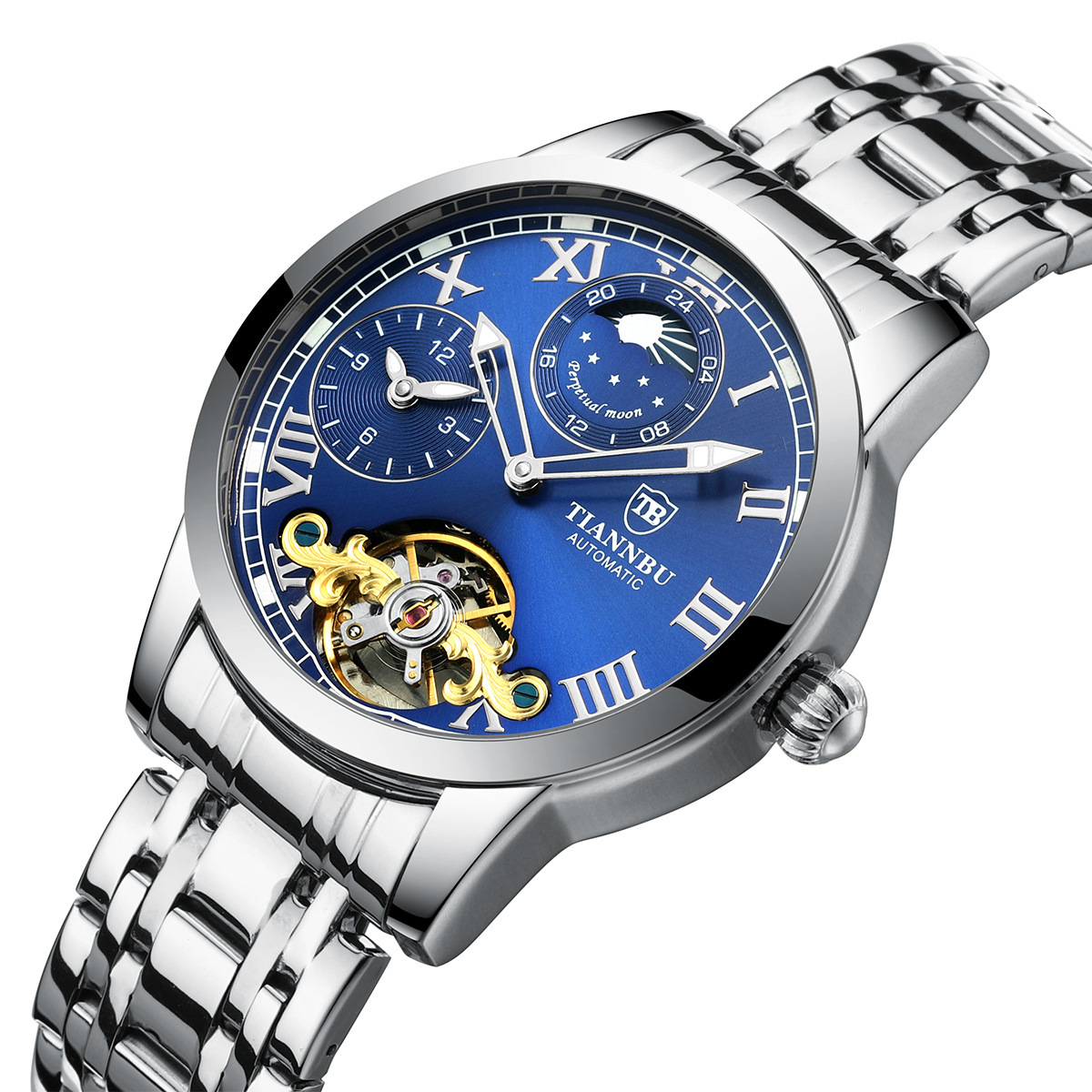 

Men waterproof noctilucent mechanical watch big flywheel