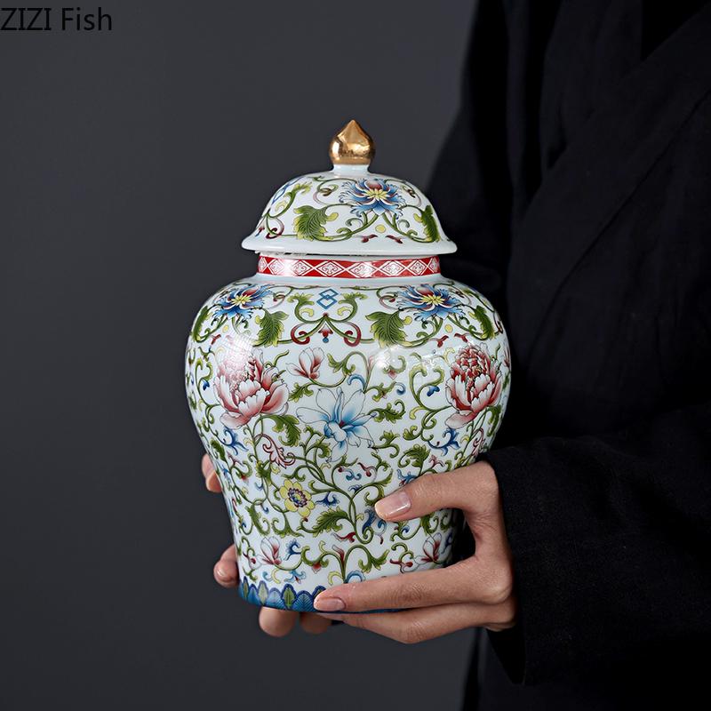 

Storage Bottles & Jars Enamel Color General Jar Ceramic Candy Tea Caddy Cosmetic Containers Classical Porcelain Vintage Home Decor