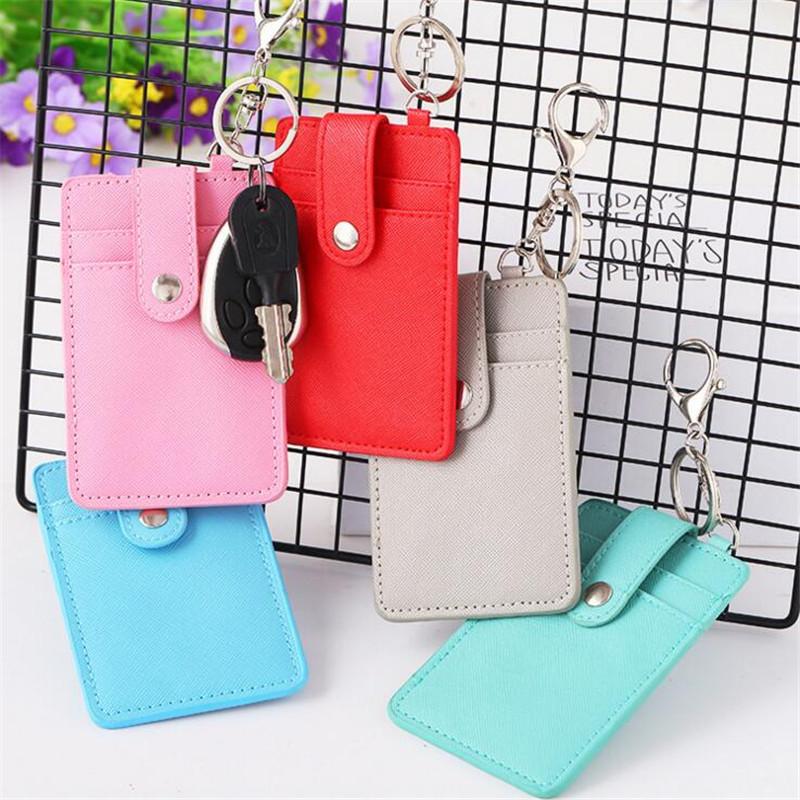 

Card Holders Color ID Holder Portable Bus Cards Cover Case Office Work Keychain Keyring Tool 3 Slots Wallet BagCard, Yellow