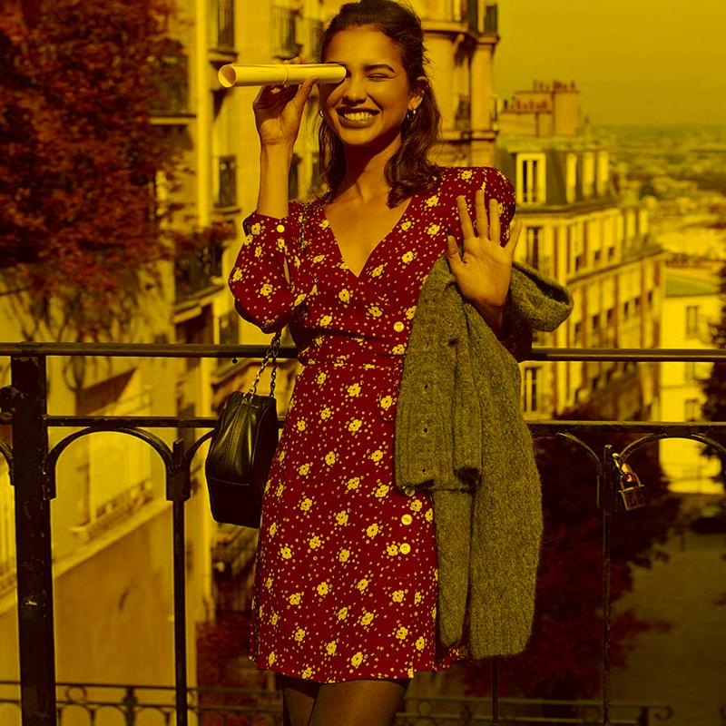 

Casual Dresses Foridol Long Sleeve Floral Dot Print Red Dress Autumn Winter Women V Neck Wrap Robe 2022 Vintage Office Lady DressCasual, Wrap dress