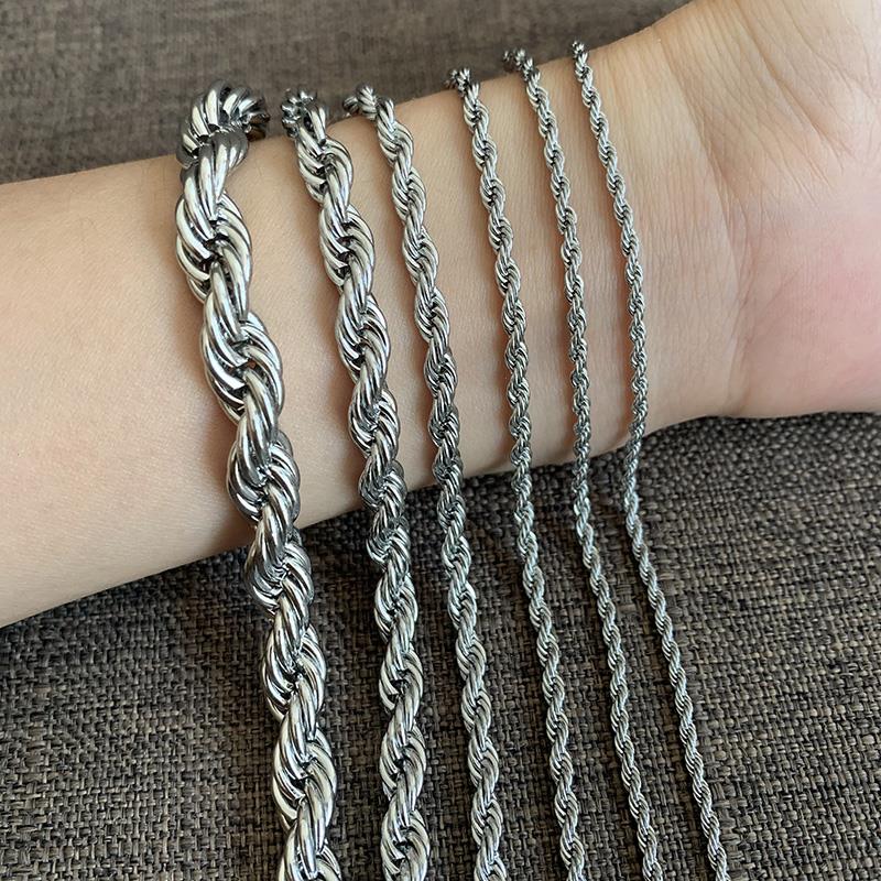 

Rope Chains Stainless Steel Necklaces For Women Men High Quality 2mm-8mm Hip Hop Jewelry
