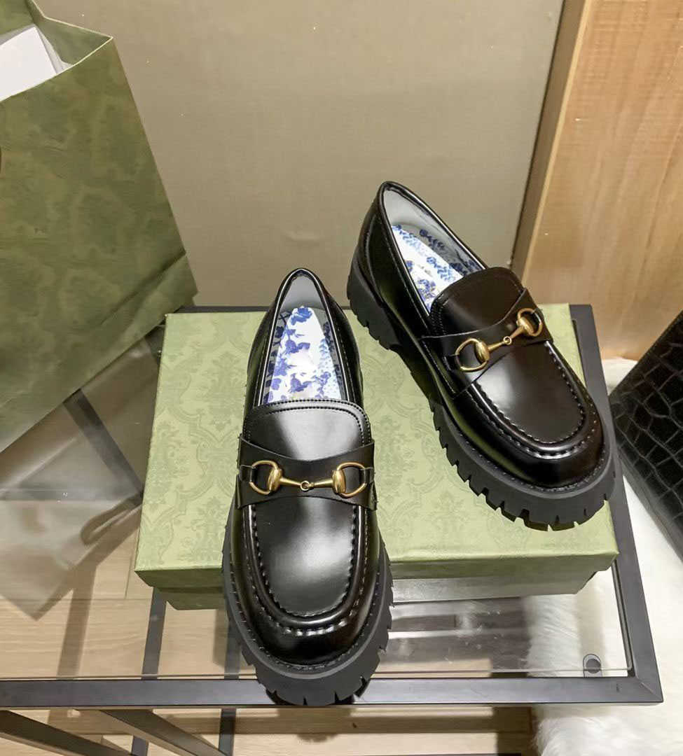 

top Luxury autumn horsebit loafer shoes Lug Sole net celebrity with bee small leather shoe platforms platform women's shoess