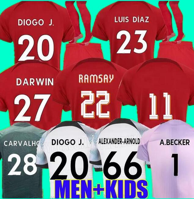 

22 23 season ALEXANDER ARNOLD soccer jerseys 2022 2023 DARWIN DIOGO Fabinho Jones A.BECKER ROBERTSON Men kids kit socks full sets football Pre-match shirts goalkeeper, 22/23 third