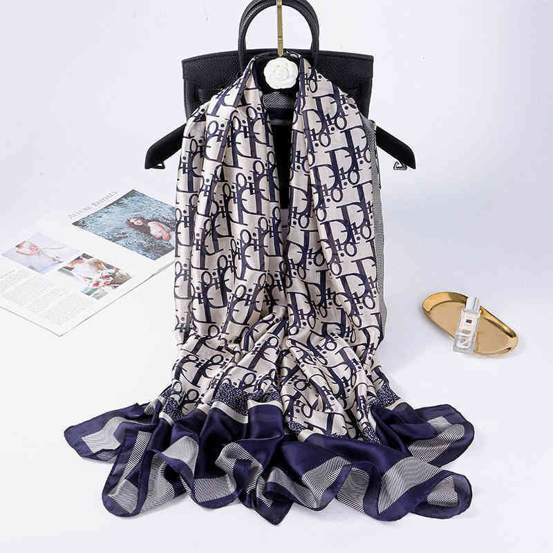 ZHC6 Women's new summer lotus leaf collar Cape hooded silk scarf pearl shade multifunctional fashion Baotou hat d letter blue