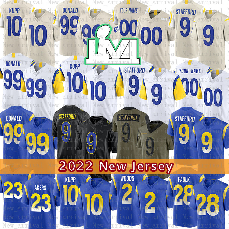 

10 Cooper Kupp 9 Matthew Stafford Football Jersey 99 Aaron Donald Van Jefferson Jalen Ramsey Andrew Whitworth Odell Beckham Jr. Johnny Hekker Cam Akers DeSean Jackson, Black