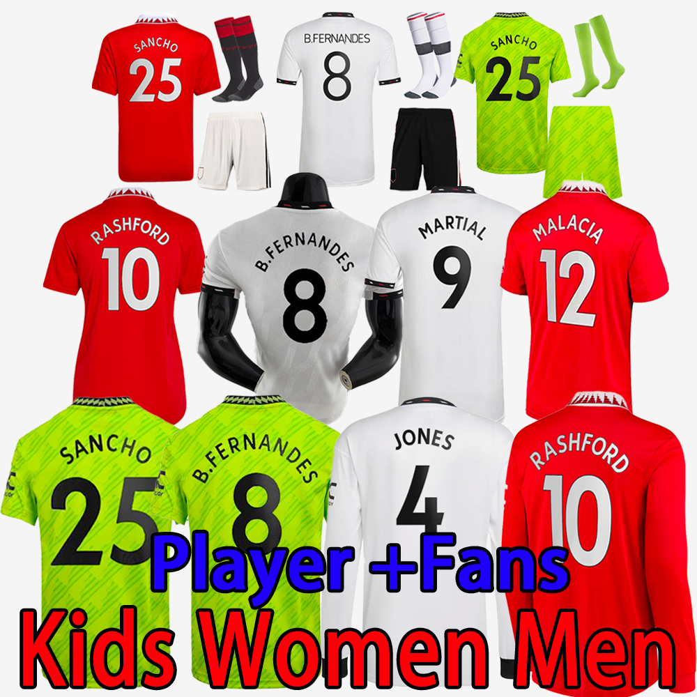 

22 23 MAN UTD soccer jersey ERIKSON MARTINEZ SANCHO VARANE GREENWOOD RASHFORD football shirt 2022 2023 men kids kit Manchesters women long sleeve player fans version, 22/23 third