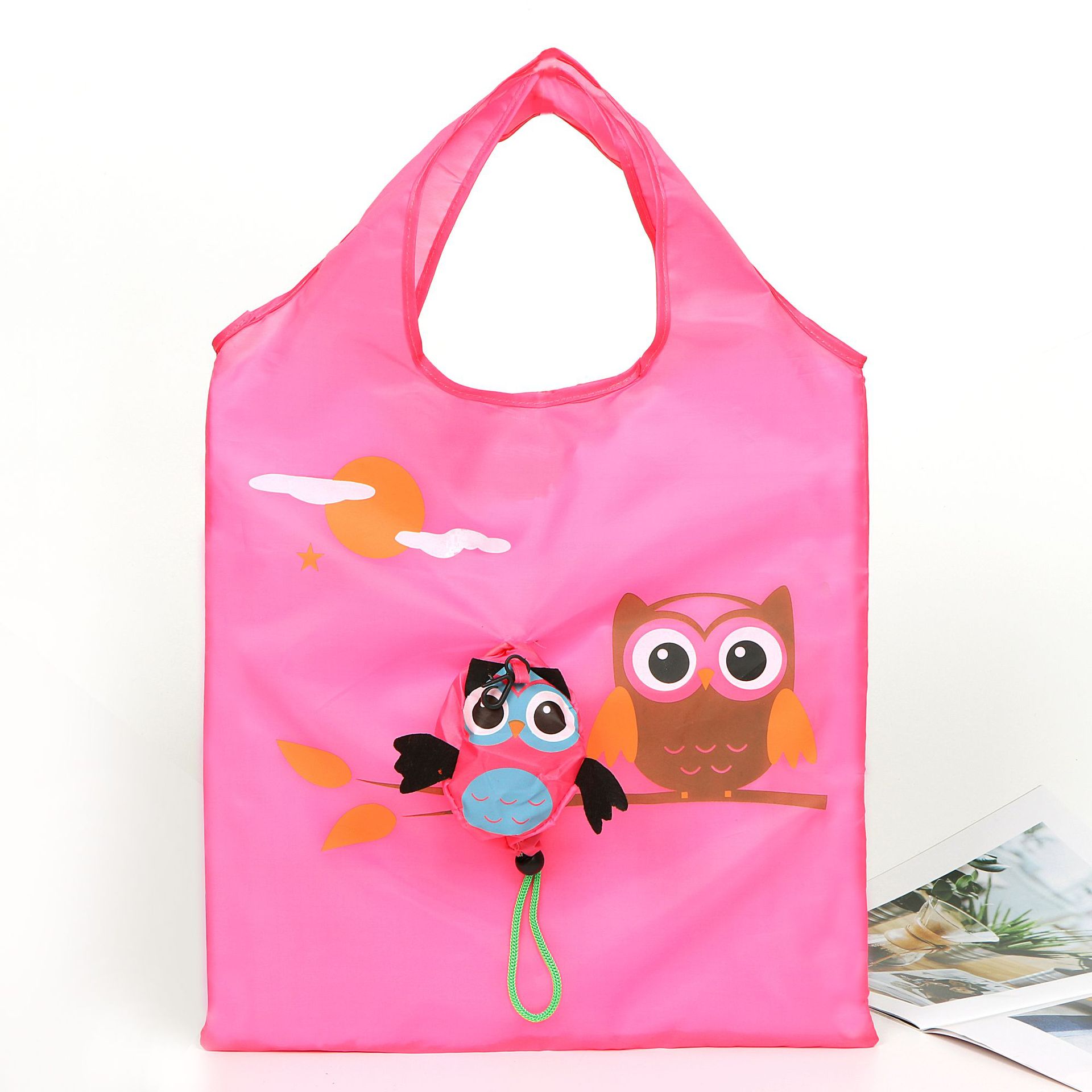 

Home Cartoon Foldable Portable Shopping Bags Hand-held Bundle Pocket Oxford Bag Large Capacity Environmental Handbag, Purple