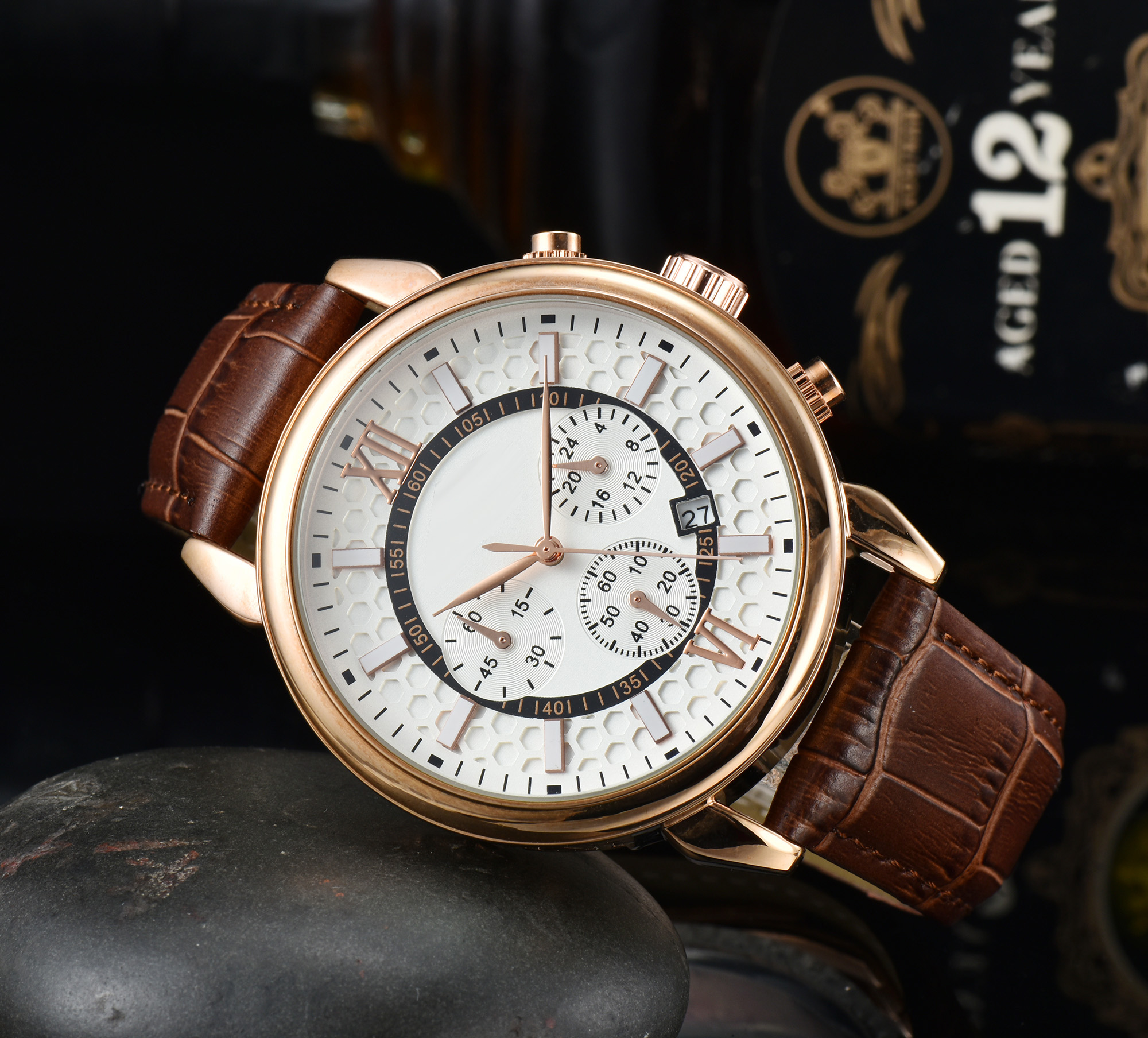 

Pate-Phil Wrist Watches for Men 2022 New Mens Watches All Dial Work Quartz Watch High Quality Top Luxury Brand Chronograph Clock Leather Belt Men Fashion, Adjuster