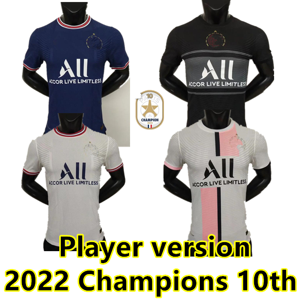 

Champions 10th 21 22 Maillots de football MBAPPE soccer jersey pSGS Fourth 2021 fans+Player version Hakimi shirt set uniform maillot foot hommes Wijnaldum, 21/22 4th