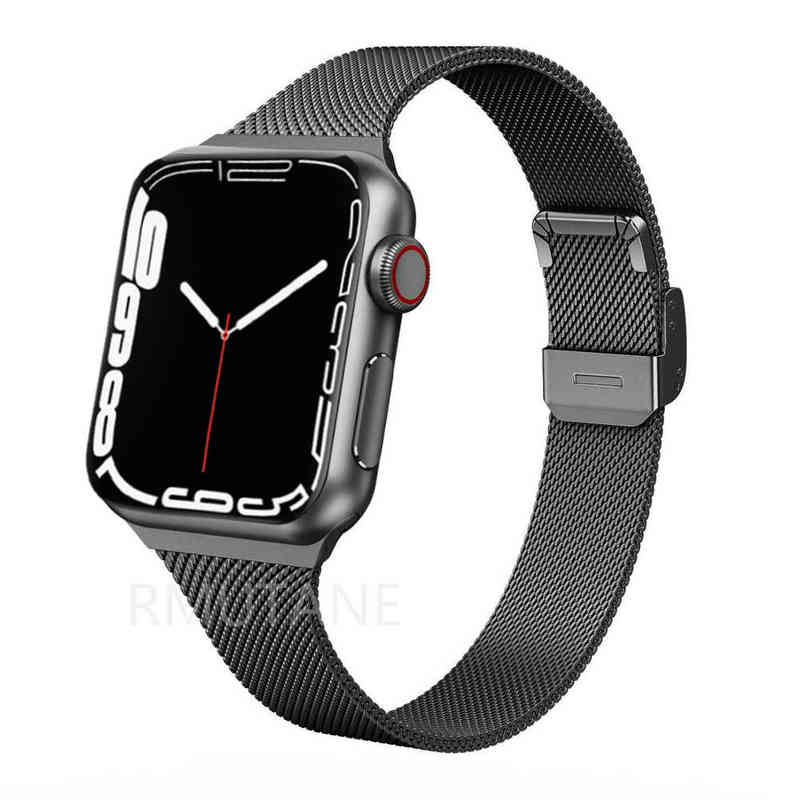 

Strap for Apple Watch Series 7 SE 6/5/4 41 45 40 44MM Metal Bracelet Loop Slim band for iWatch 3 2 1 38MM 40MM Wrist Watchbands Y220401