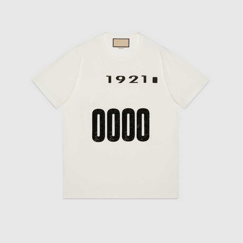 

1921 Crystal Printed Tee Beige Fashion Man Women T-shirt Hip Hop summer FZTX387