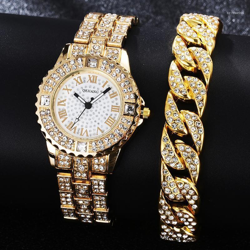 

Wristwatches Diamond Women Bracelet Watch Set Rhinestone Elegant Ladies Watches Gold Wrist For Relogio FemininoWristwatches WristwatchesWris, 1pc rose gold