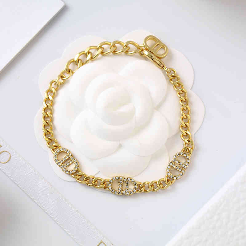 d Home Letter Light Gold Women's New Red Diamond 2022 Luxury Brand Fashion Design Versatile Ladies Bracelet
